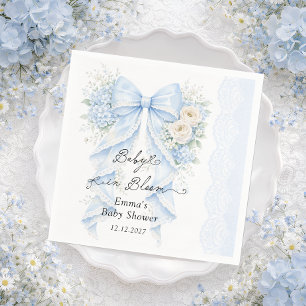 Servilleta De Papel Chico de ducha de bebé en flor azul