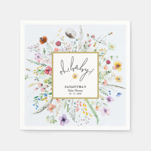 Servilleta De Papel Chico de flores silvestres Baby Shower Azul