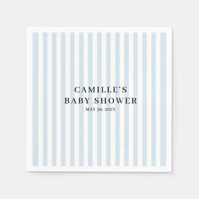 Servilleta De Papel Chico de Gingham Azul Baby Shower (Anverso)