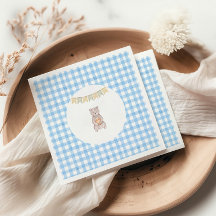 Chico de Oso Rústico Aquarela Gingham Baby Shower