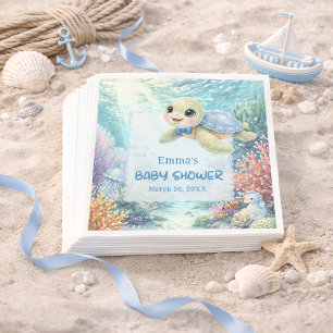 Servilleta De Papel Chico de Tortuga Bajo el Mar Baby Shower