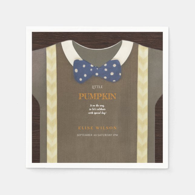 Servilleta De Papel Chico ducha de bebé autum otoño azul burlap bodysu (Anverso)