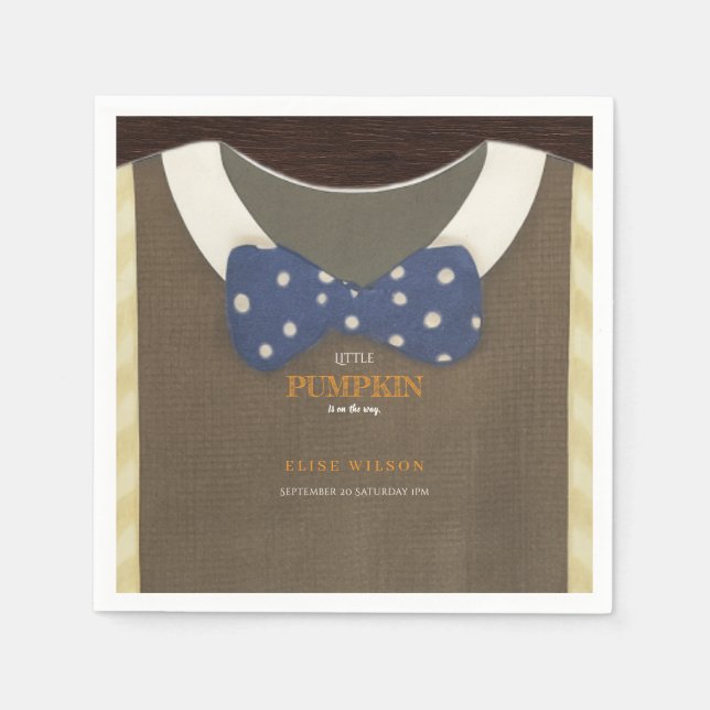 Servilleta De Papel Chico ducha de bebé autum otoño azul burlap bodysu (Anverso)