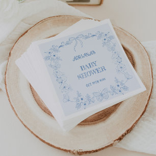 Servilleta De Papel Chico Duche de Baño Azul Polvoriento Toile Botánic