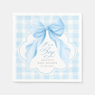 Servilleta De Papel Chico Elegante de Cuadro Azul Baby Shower