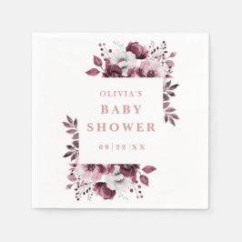 Servilleta De Papel Chico Lluvia de Bebé Floral Elegante Rosa