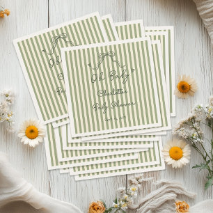 Servilleta De Papel Chico o Chica: Baby Shower Fantasioso en Verde Sal