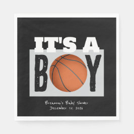 Servilleta De Papel Chico Personalizado Baloncesto Baby Shower Negro