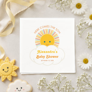 Servilleta De Papel Chico Sol Fiesta de Bebé Aquí Viene el Hijo Lindo