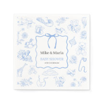 Chico Toile De Jouy Azul Baby Shower