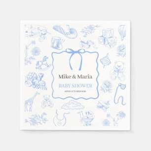 Servilleta De Papel Chico Toile De Jouy Azul Baby Shower