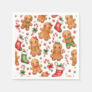 Servilleta De Papel Chico y chica de pan de jengibre de Navidad con me