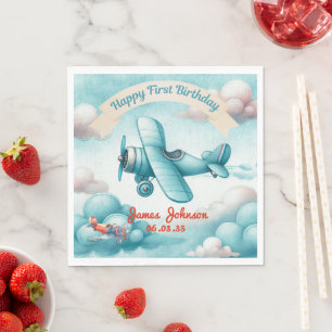 Servilleta De Papel Chicos Lindo Viaje Avión Cumpleaños Niños Personal