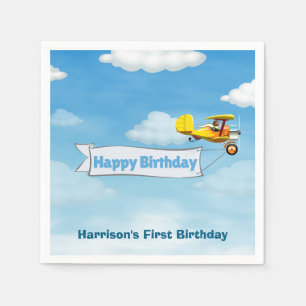 Servilleta De Papel Chicos Lindo Viaje Avión Cumpleaños Personalizado