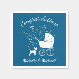Servilleta De Papel Chihuahua Baby Shower Blue Boy Dog