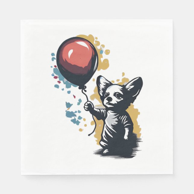 Servilleta De Papel Chihuahua Balloon Cute Dog Chiwawa Funny (Anverso)