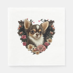 Servilleta De Papel Chihuahua Cute Dog, hermosa Chica de flores