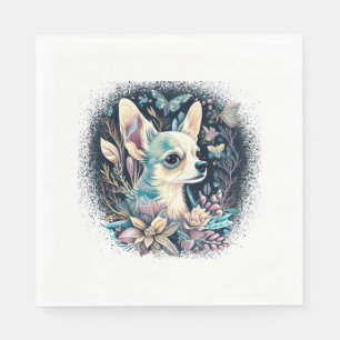 Servilleta De Papel Chihuahua Cute Dog, hermosa Chica de flores