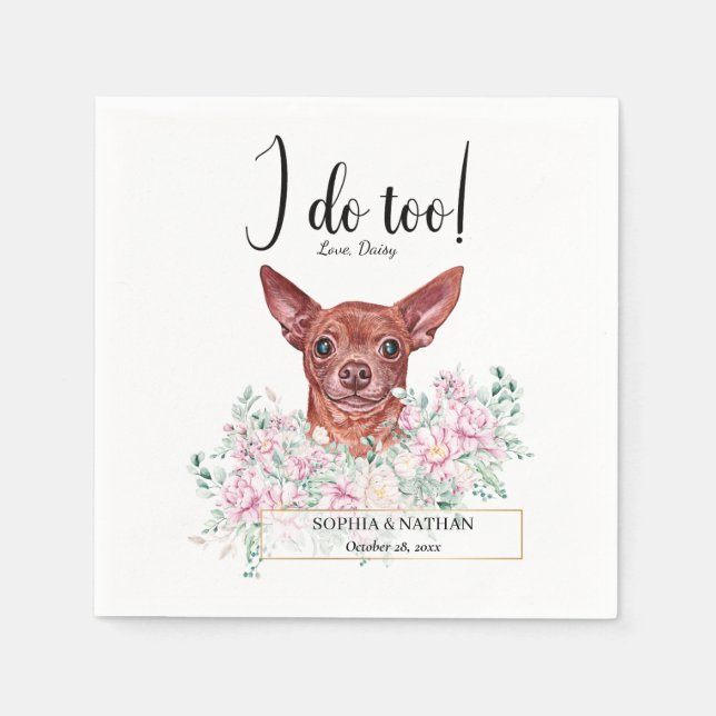 Servilleta De Papel Chihuahua Dog Boda Cocktail Napkins (Anverso)