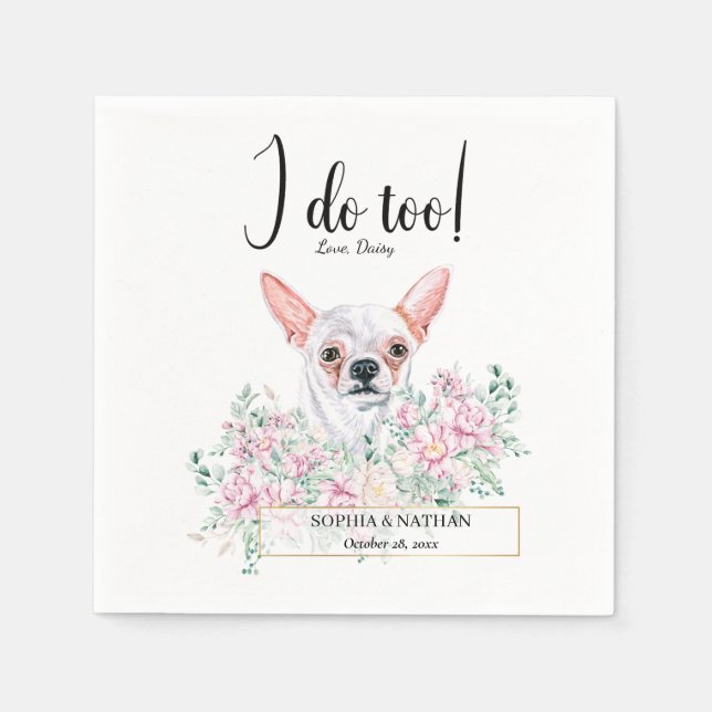 Servilleta De Papel Chihuahua Dog Boda Cocktail Napkins (Anverso)