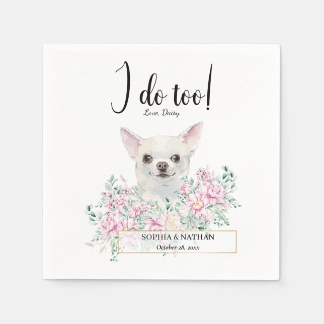 Servilleta De Papel Chihuahua Dog Boda Cocktail Napkins (Anverso)