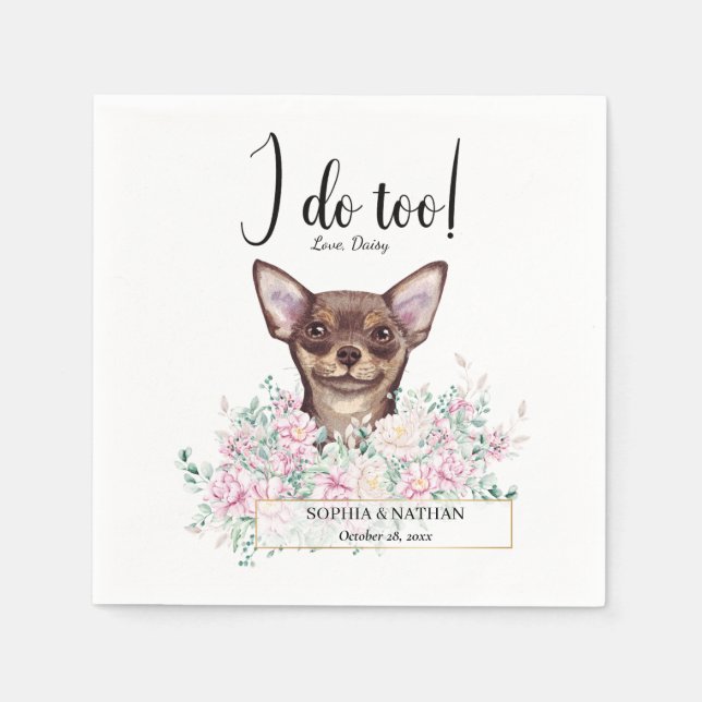 Servilleta De Papel Chihuahua Dog Boda Cocktail Napkins (Anverso)