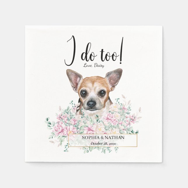 Servilleta De Papel Chihuahua Dog Boda Cocktail Napkins (Anverso)