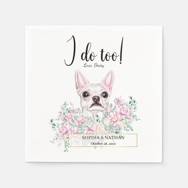 Servilleta De Papel Chihuahua Dog Boda Cocktail Napkins (Anverso)
