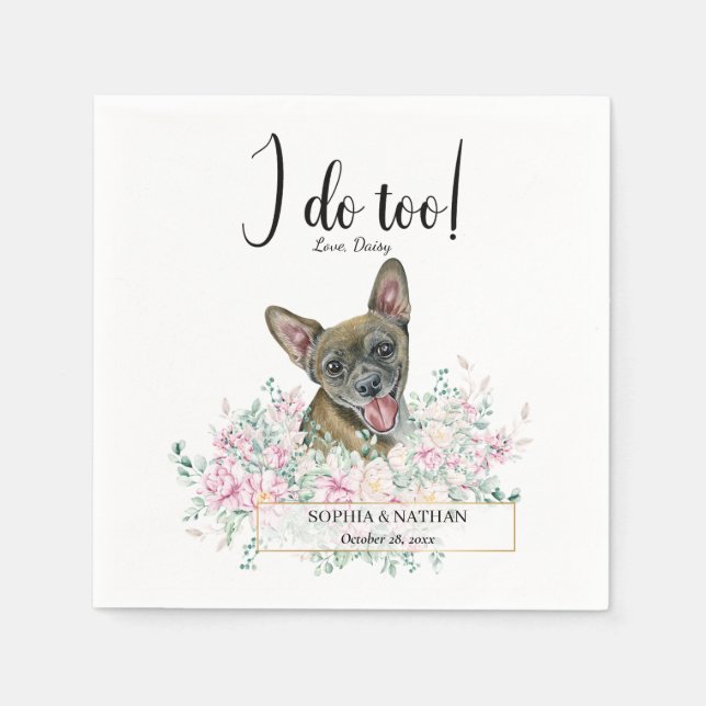 Servilleta De Papel Chihuahua Dog Boda Cocktail Napkins (Anverso)