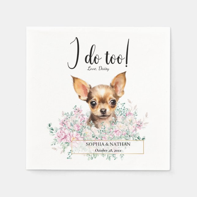 Servilleta De Papel Chihuahua Dog Boda Cocktail Napkins (Anverso)