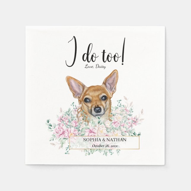 Servilleta De Papel Chihuahua Dog Boda Cocktail Napkins (Anverso)