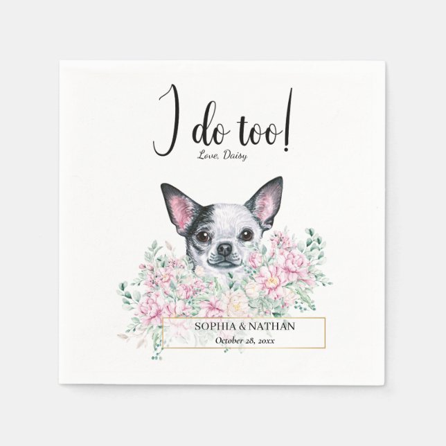 Servilleta De Papel Chihuahua Dog Boda Cocktail Napkins (Anverso)