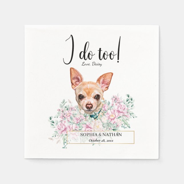 Servilleta De Papel Chihuahua Dog Boda Cocktail Napkins (Anverso)