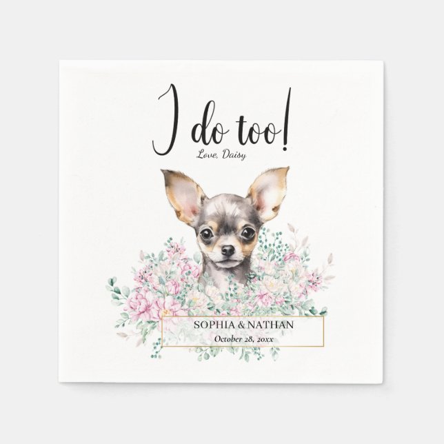 Servilleta De Papel Chihuahua Dog Boda Cocktail Napkins (Anverso)