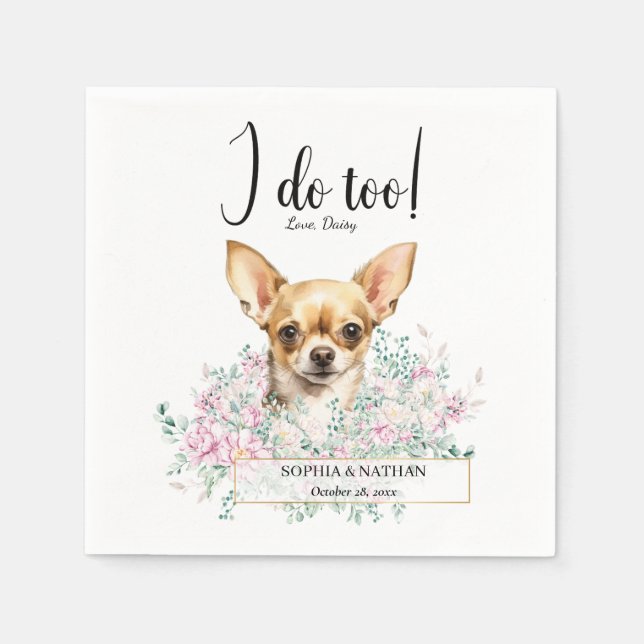 Servilleta De Papel Chihuahua Dog Boda Cocktail Napkins (Anverso)