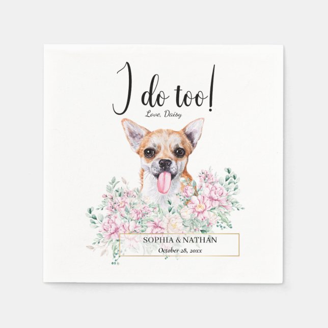 Servilleta De Papel Chihuahua Dog Boda Cocktail Napkins (Anverso)
