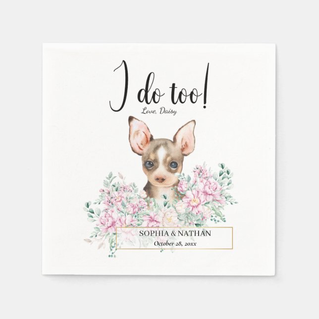 Servilleta De Papel Chihuahua Dog Boda Cocktail Napkins (Anverso)