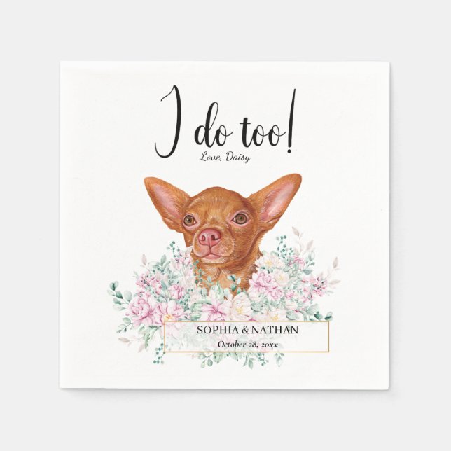 Servilleta De Papel Chihuahua Dog Boda Cocktail Napkins (Anverso)