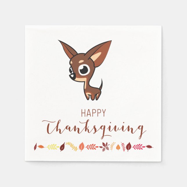 Servilleta De Papel Chihuahua Feliz Día de Acción de Gracias (Anverso)