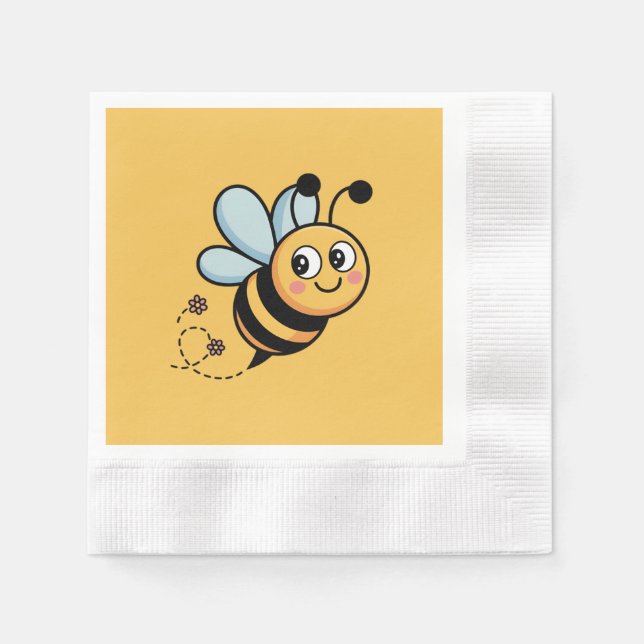 Servilleta De Papel Child-Friendly Bee Mascot with Dotted Trail (Anverso)