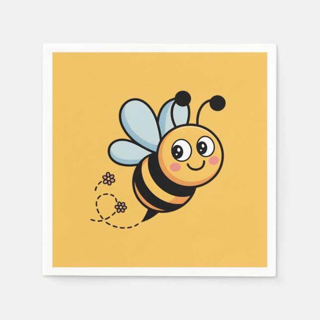 Servilleta De Papel Child-Friendly Bee Mascot with Dotted Trail (Anverso)
