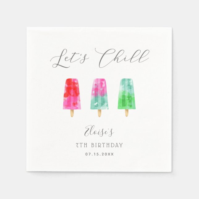 Servilleta De Papel Chill Popsicle Colorful Birthday Party (Anverso)