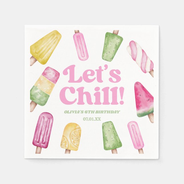 Servilleta De Papel Chill Popsicle Retro Popsicle Party (Anverso)