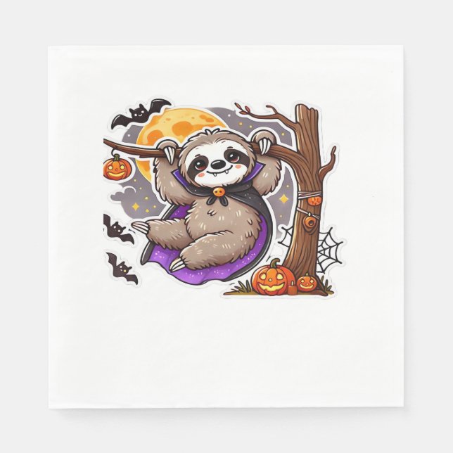 Servilleta De Papel Chill Thrills Halloween Sloth T-Shirt sobredimensi (Anverso)