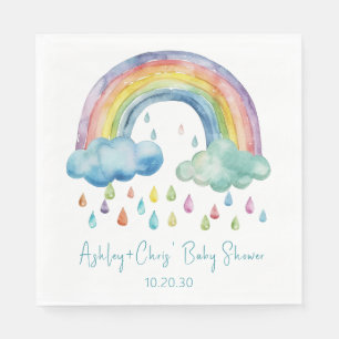 Servilleta De Papel Chimenea de Acuarela para Baby Shower Arcoíris