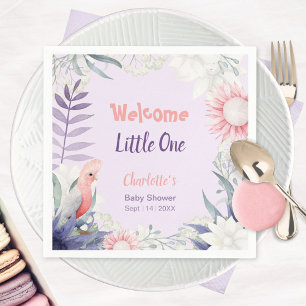 Servilleta De Papel Chimenea Lavanda Floral Pajarito Baby Shower