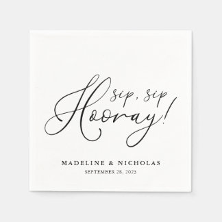Servilleta De Papel ¡Chinchín Boda Moderna en Blanco y Negro