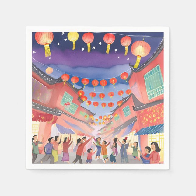 Servilleta De Papel Chinese Lunar New Year | Celebration Watercolor (Anverso)