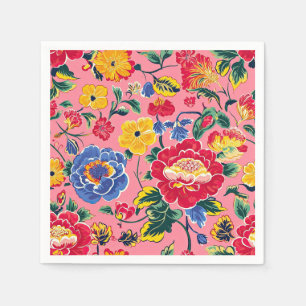 Servilleta De Papel Chinoisería floral rosa brillante