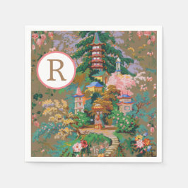Servilleta De Papel Chinoiserie Antiguo China Monograma Templo del Jar